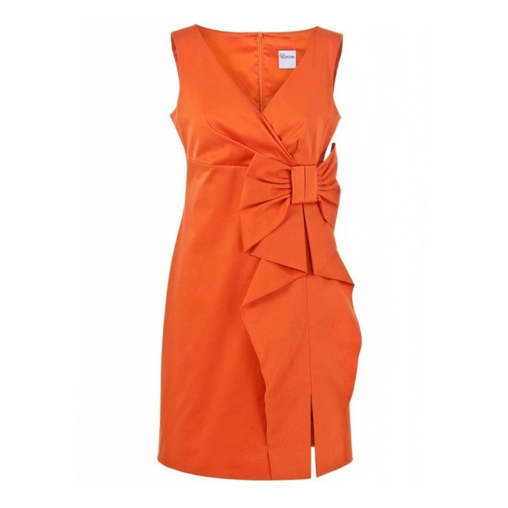 Red Valentino Orange Sleeveless Bow Dress 4